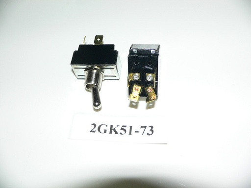 [ELC-012005] ON/OFF Double Pole Chrome Toggle Switch. Old Sea Ray Part # 568139. Carling Part # 2GK51-73. 4 Spade Terminals.