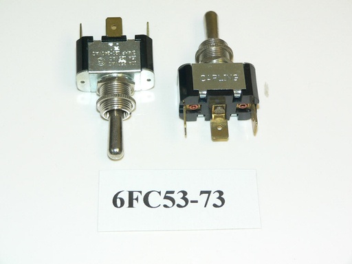[ELC-012010] (ON)/OFF/(ON) Carling Single Pole Momentary Chrome Toggle Switch 6FC53-73. Spade Terminals.