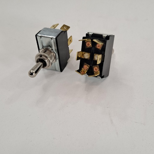 [ELC-012019] (ON)/OFF/ON DPDT . Carling Part # 6GM5B-78. 6 Terminals.