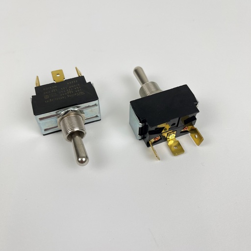 [ELC-012020] ON/OFF/ON Single Pole Chrome Toggle Switch. Carling Part # 2GC51-73. 3 Spade Terminals