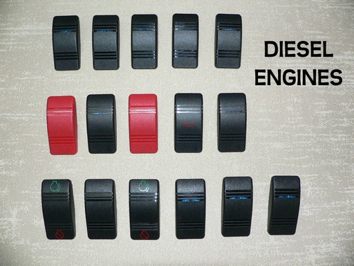 [ELC-018509] KIT - 400 Sedan Bridge & 420 Aft Cabin (Diesel Engines) 1997-2000 Replacement Carling Switch Covers/Actuators