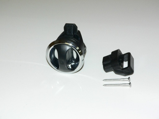[HDW-003520] Push to close latch, Novibra, chrome cup black handle - Type 2, Door Style