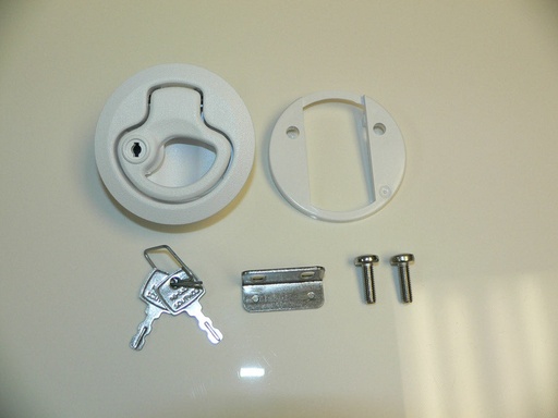 Southco M1 push to close slam latch. medium size, key locking - White