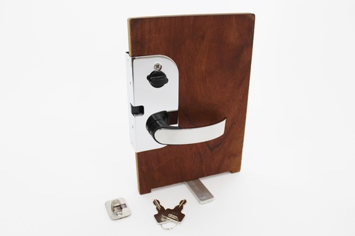 [HDW-004137] Mobella Offshore Curved Entry Door Latch - Chrome - Left Hand Out, Key Locking, 1" Door