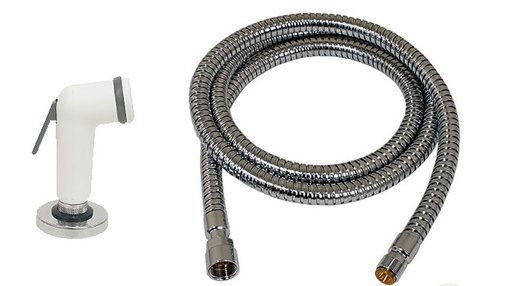 [PLB-001303] 10195 shower. 10279 white std straight sprayer, 10288 6' chrome flex hose, grommet