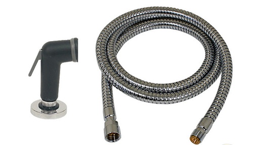 [PLB-001306] Scandvik 10198 shower. 10295 black std straight sprayer, 10288 6' chrome flex hose, grommet