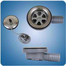 [PLB-002202] Scandvik Part #10306 Drain w/stopper low profile 90 degree 1" outlet
