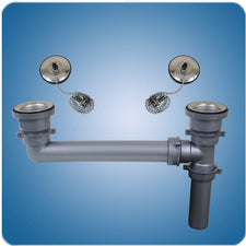 [PLB-002204] Scandvik Part #10311 Double Drain w/stoppers and baskets