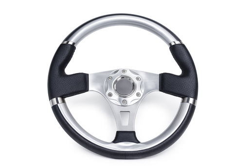 Steering Wheel Leather/Silver 3 Spoke - Kit 360