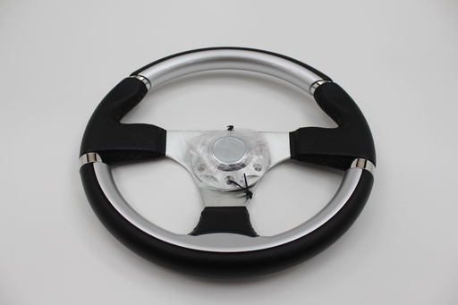 Steering Wheel Leather/Silver 3 Spoke - Kit 360