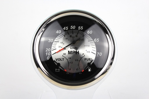 [GAU-003915] Black Sterling Veethree Marine Multi Function 5" Speedometer, Fuel, Volt 781445PMFB
